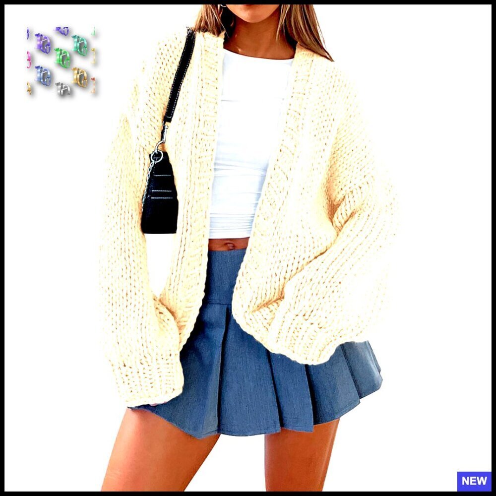 Oversized Chunky Knit Cardigan Open Front Long Sleeve Cozy Winter Sweater